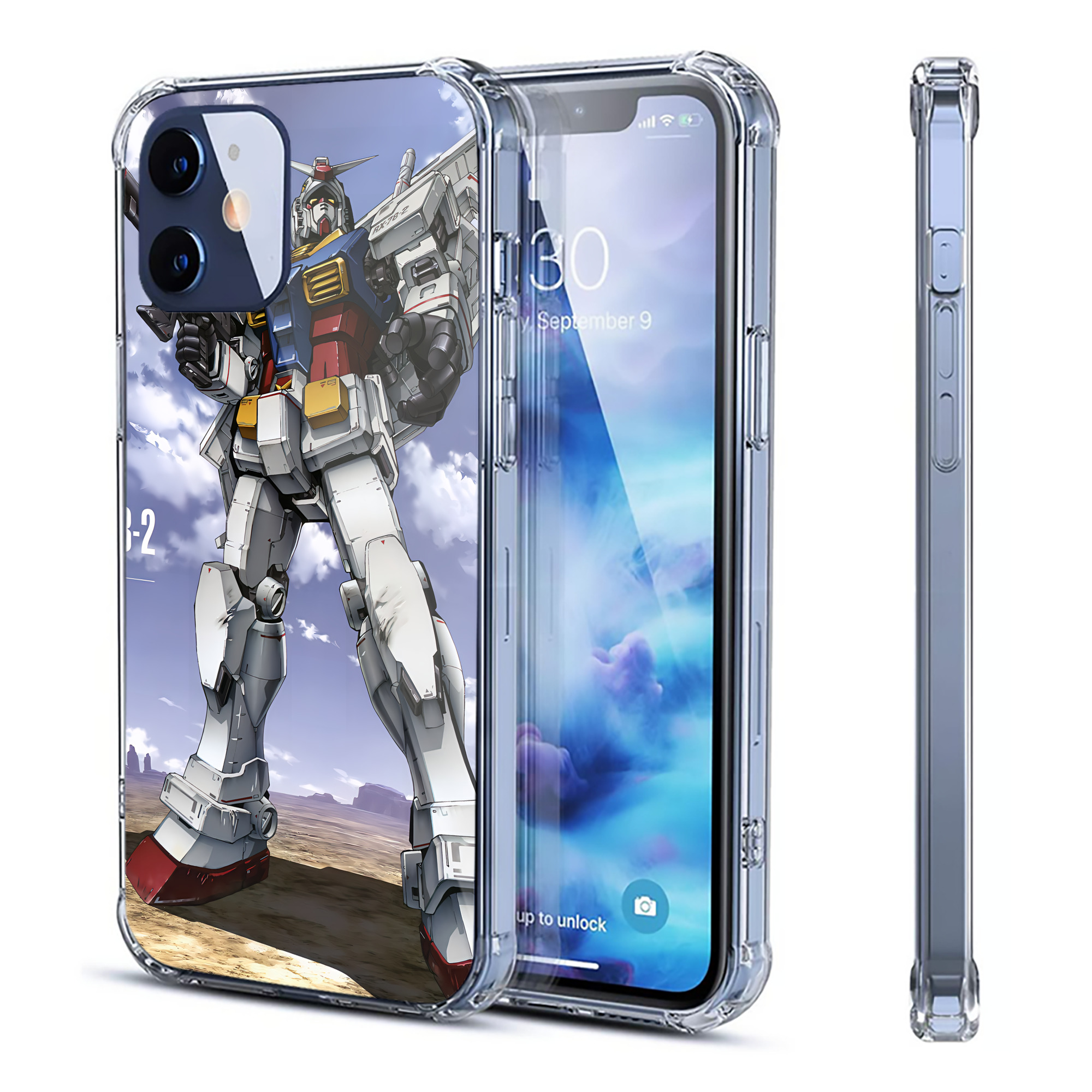 （画像用） 機動戦士ガンダム Mobile Suit Gundam 【iPhone 12シリーズ対応】透明スマホケース（クリアソフトケース）